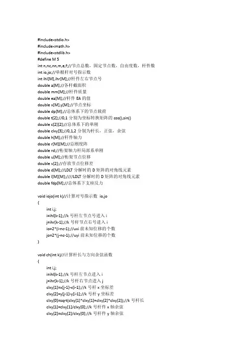 c语言计算平面桁架内力计算程序