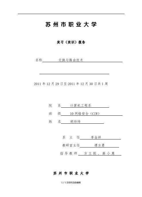 路由与交换实训报告