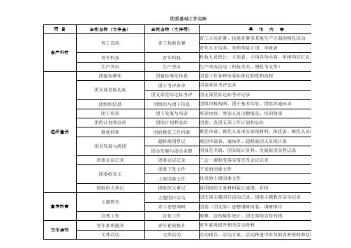 团委基础团务工作项目台帐清单