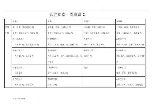 营养食堂一周菜谱