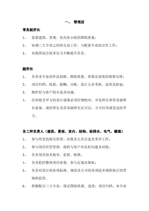 设计院岗位职责
