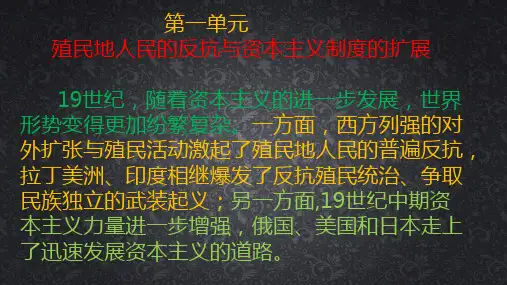 第1课 殖民地人民的反抗斗争-九年级下册历史同步课件与教材课后答案(部编版)