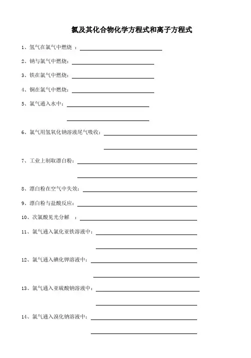 氯及其化合物的化学方程式