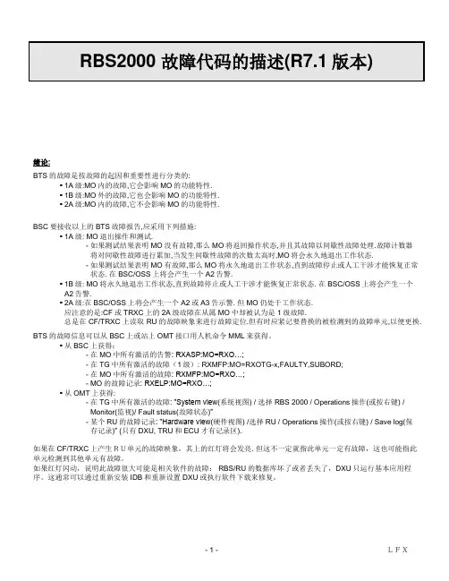 爱立信故障告警代码及处理方法(中文版)