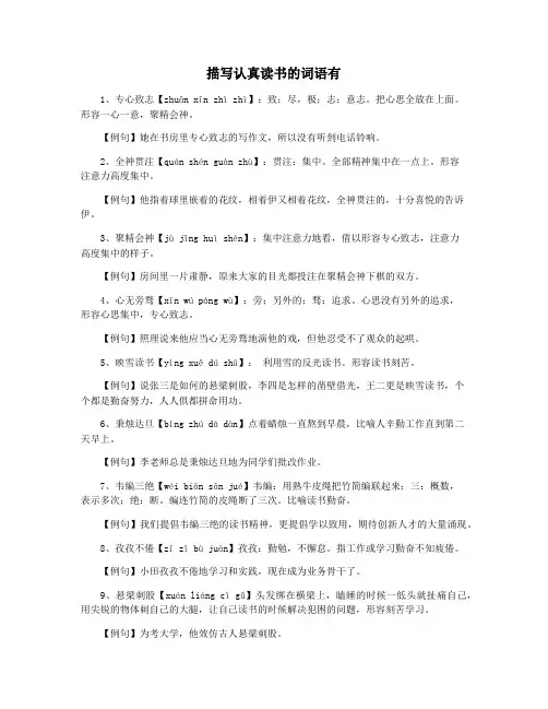 描写认真读书的词语有