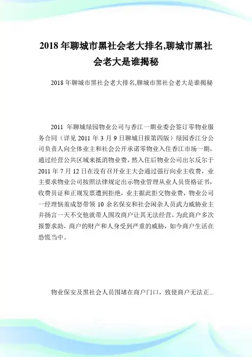 聊城市黑世界老大排名,聊城市黑世界老大是谁揭秘.doc
