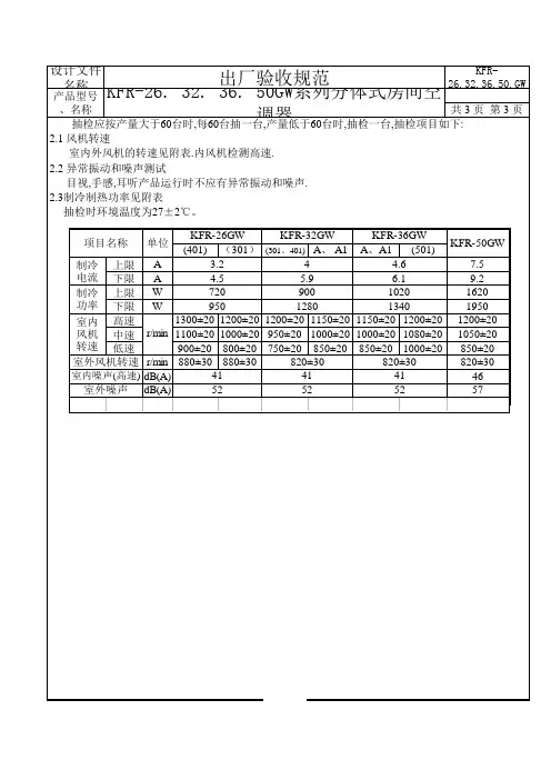 家用空调出厂验收规范