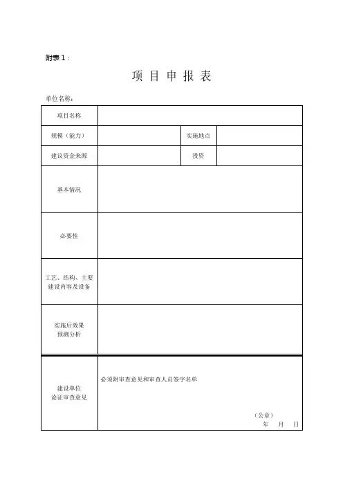 项目申报表和项目审查表(Word)