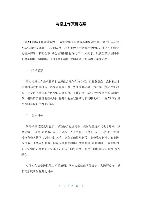 网格工作实施方案