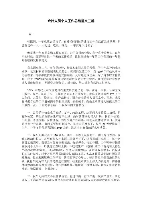 会计人员个人工作总结范文三篇