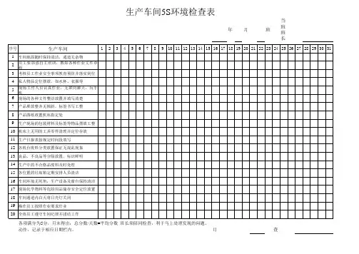 生产车间5S检查表