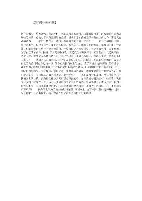 我们是初升的太阳 2