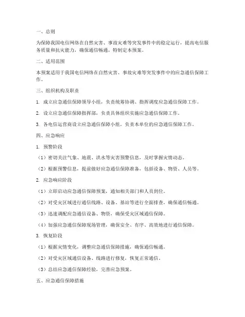 电信应急通信保障预案