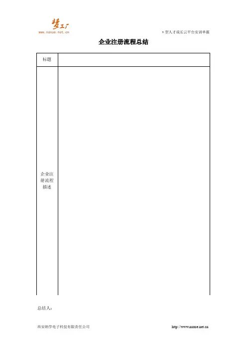 企业注册流程总结