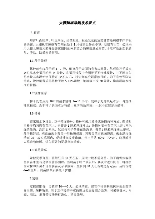 大棚辣椒栽培技术要点