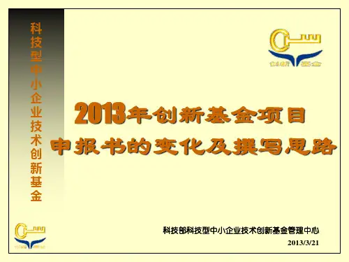科技部XXXX中小企业创新基金培训指导PPT