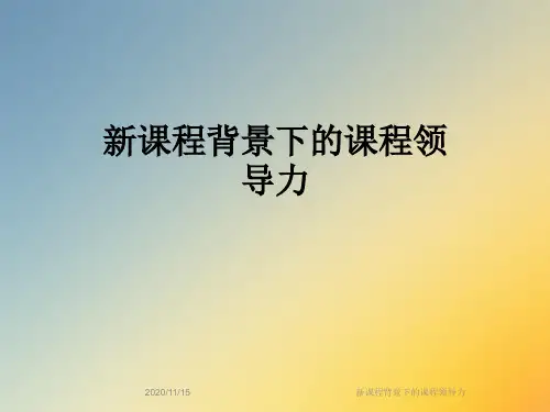 新课程背景下的课程领导力