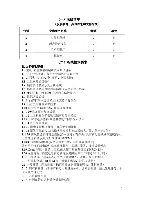 (一)采购清单