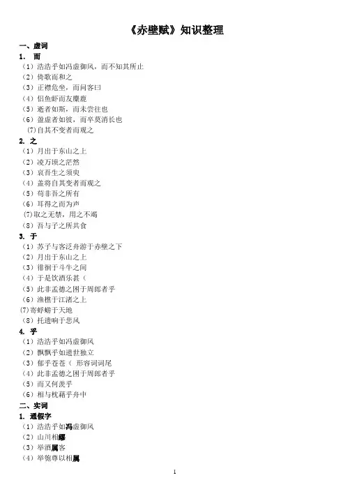 《赤壁赋》文言知识点归纳 2