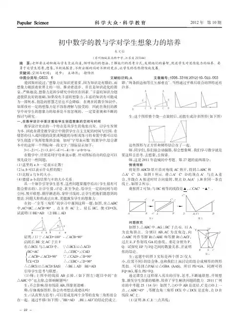 初中数学的教与学对学生想象力的培养