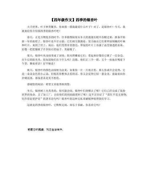 【四年级作文】四季的银杏叶