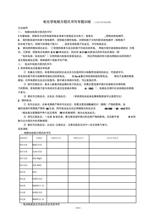 电化学电极方程式书写专题训练