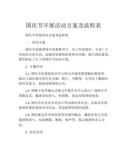 国庆节开展活动方案及流程表