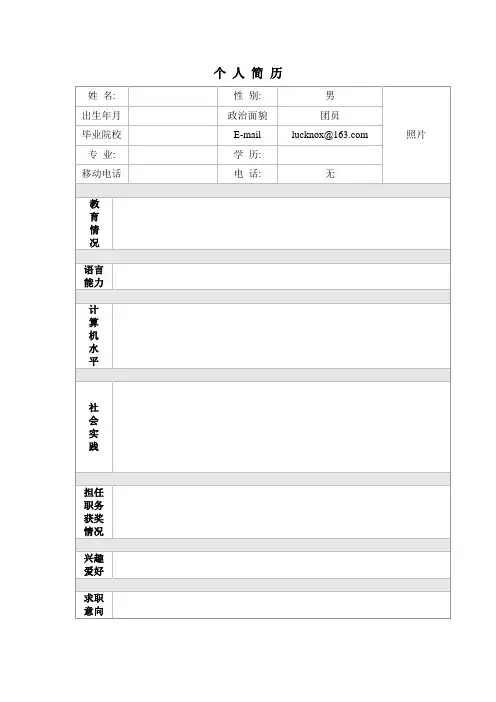 经典简洁个人简历模板