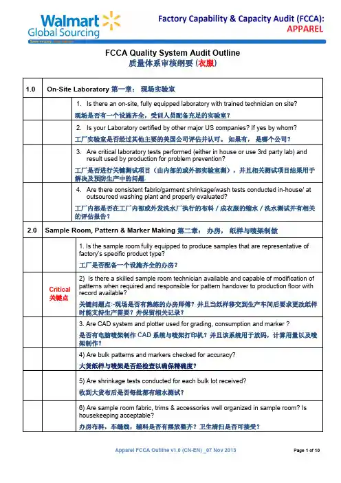 FCCA 2014质量体系审核-衣服