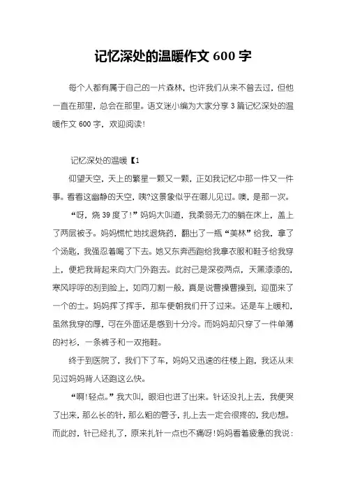 记忆深处的温暖作文600字