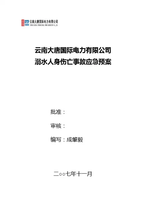 溺水人身伤亡事故应急预案