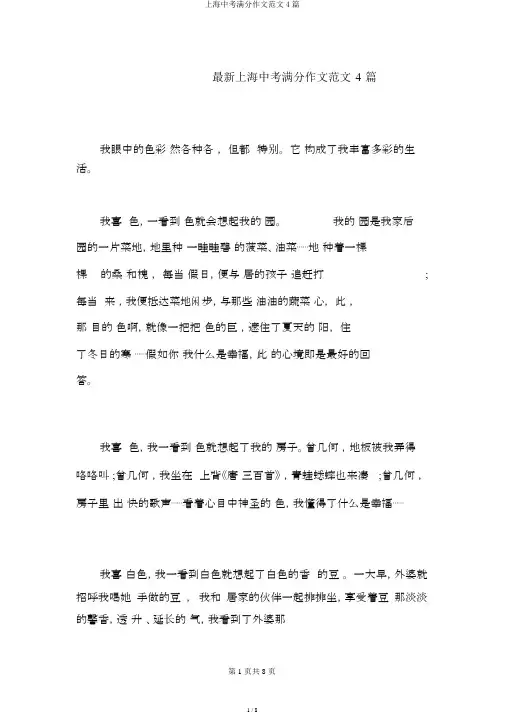 上海中考满分作文范文4篇