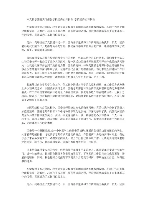 团委实习报告3篇
