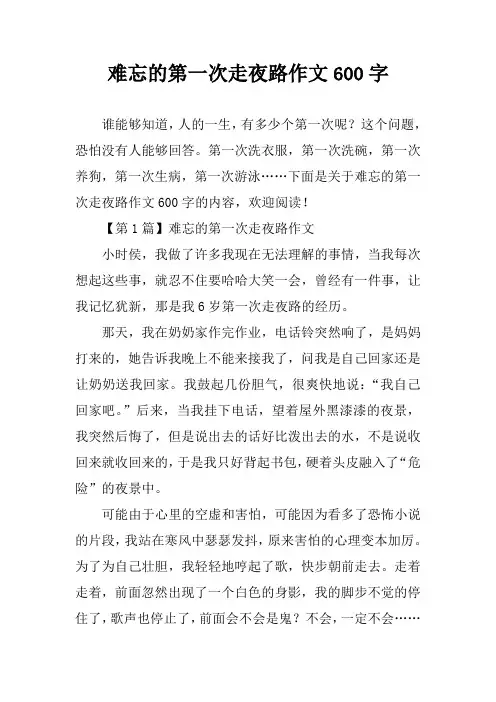 难忘的第一次走夜路作文600字