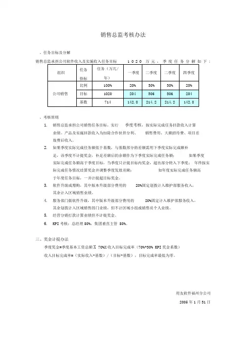 正略钧策-用友软件—销售总监考核办法