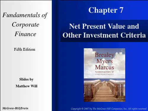chap007Net Present Value and Other Investment Criteria(财务管理,台湾大学,Matthew Will)