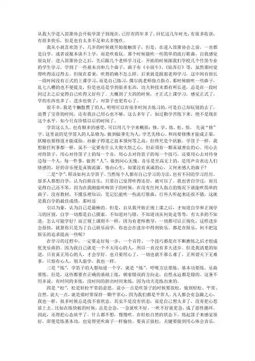 竖笛培训心得体会