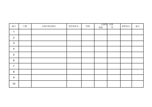 实验室仪器借用登记表