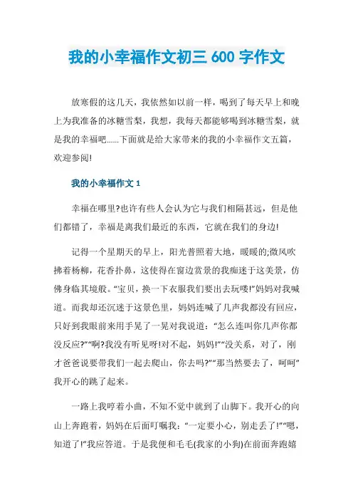 我的小幸福作文初三600字作文