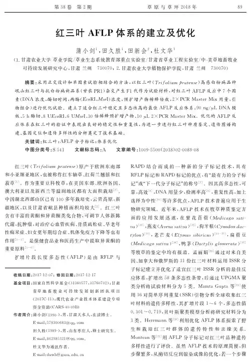 红三叶AFLP体系的建立及优化