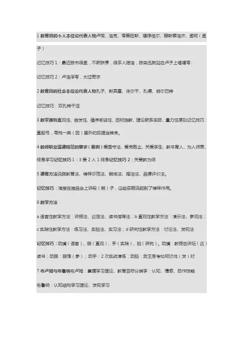 1教育知识记忆口诀