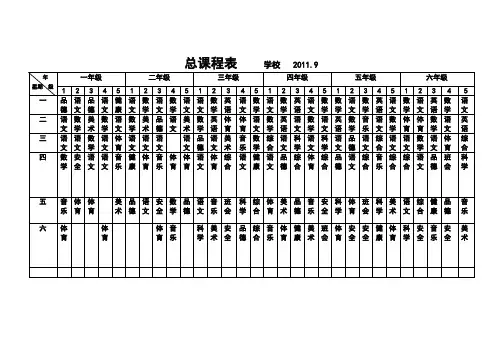 总课程表