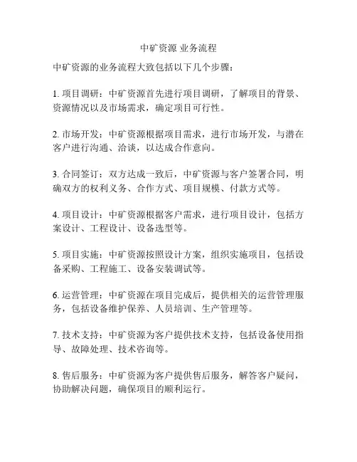 中矿资源 业务流程