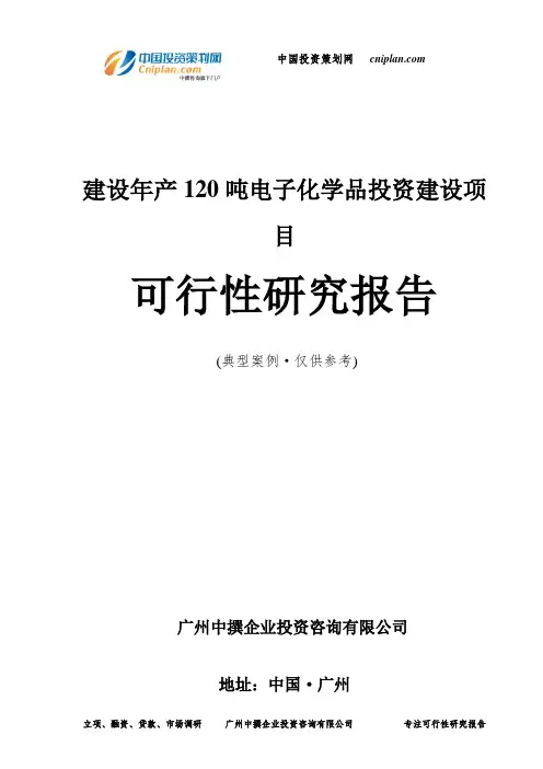 建设年产120吨电子化学品投资建设项目可行性研究报告-广州中撰咨询