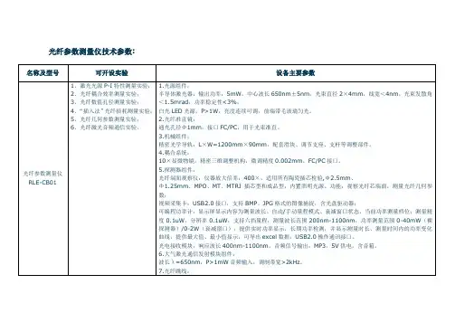 光纤参数测量仪技术参数