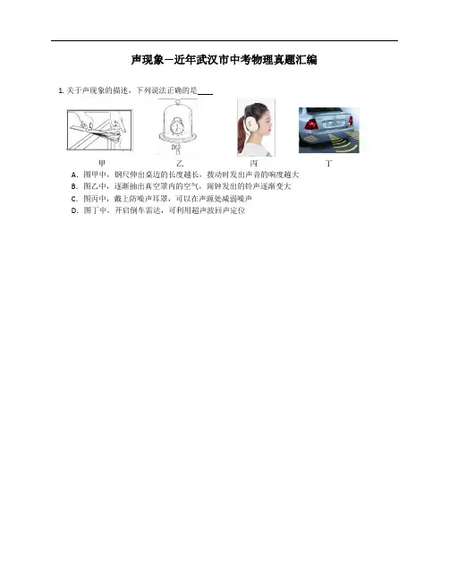 声现象—近年武汉市中考物理真题汇编