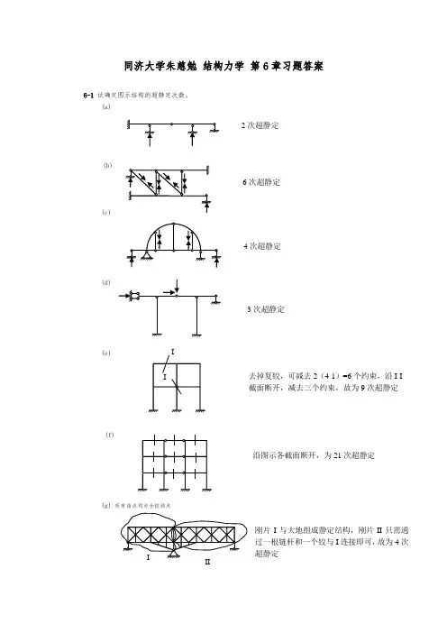 同济大学朱慈勉 结构力学 第6章习题答案