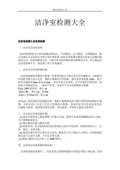 洁净室检测大全