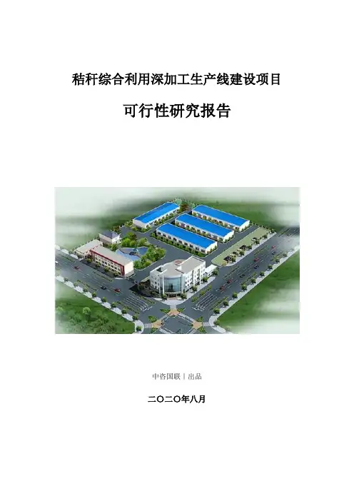 秸秆综合利用深加工生产建设项目可行性研究报告