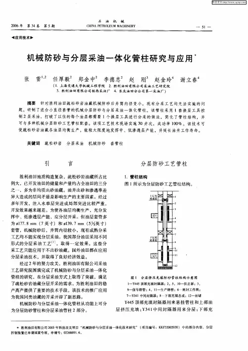 机械防砂与分层采油一体化管柱研究与应用